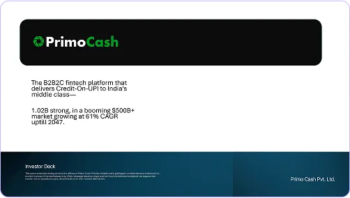 A black and white business card with the priino cash logo.